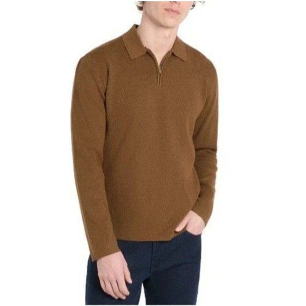 Hickey Freeman Men's Sweater Polo Tan Small S NWT